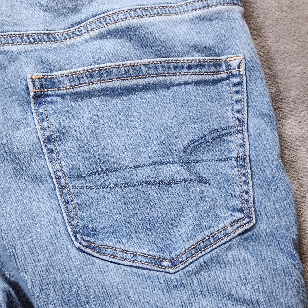 American Eagle Jeans Womens 4 Blue Super High Rise Baggy Wide Leg Cargo 90s VTG - Picture 4 of 11